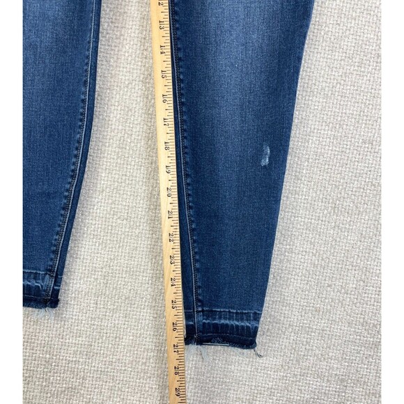 Spanx Jeans Women's M Skinny Slimming Stretch Pull On Blue Distressed Jeggings - Picture 7 of 12